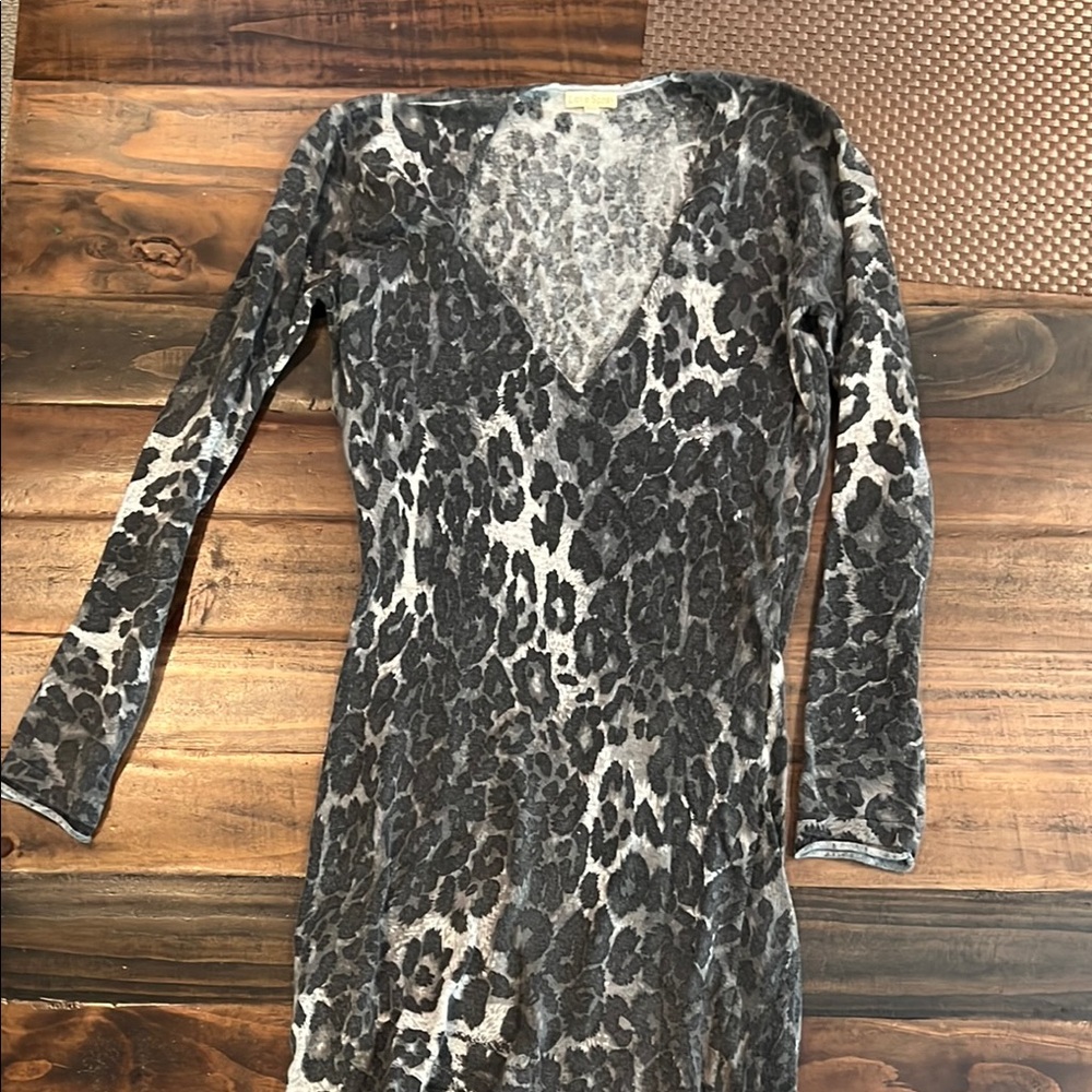 Multicolored Long Sleeve V-Neck Bodycon Dress